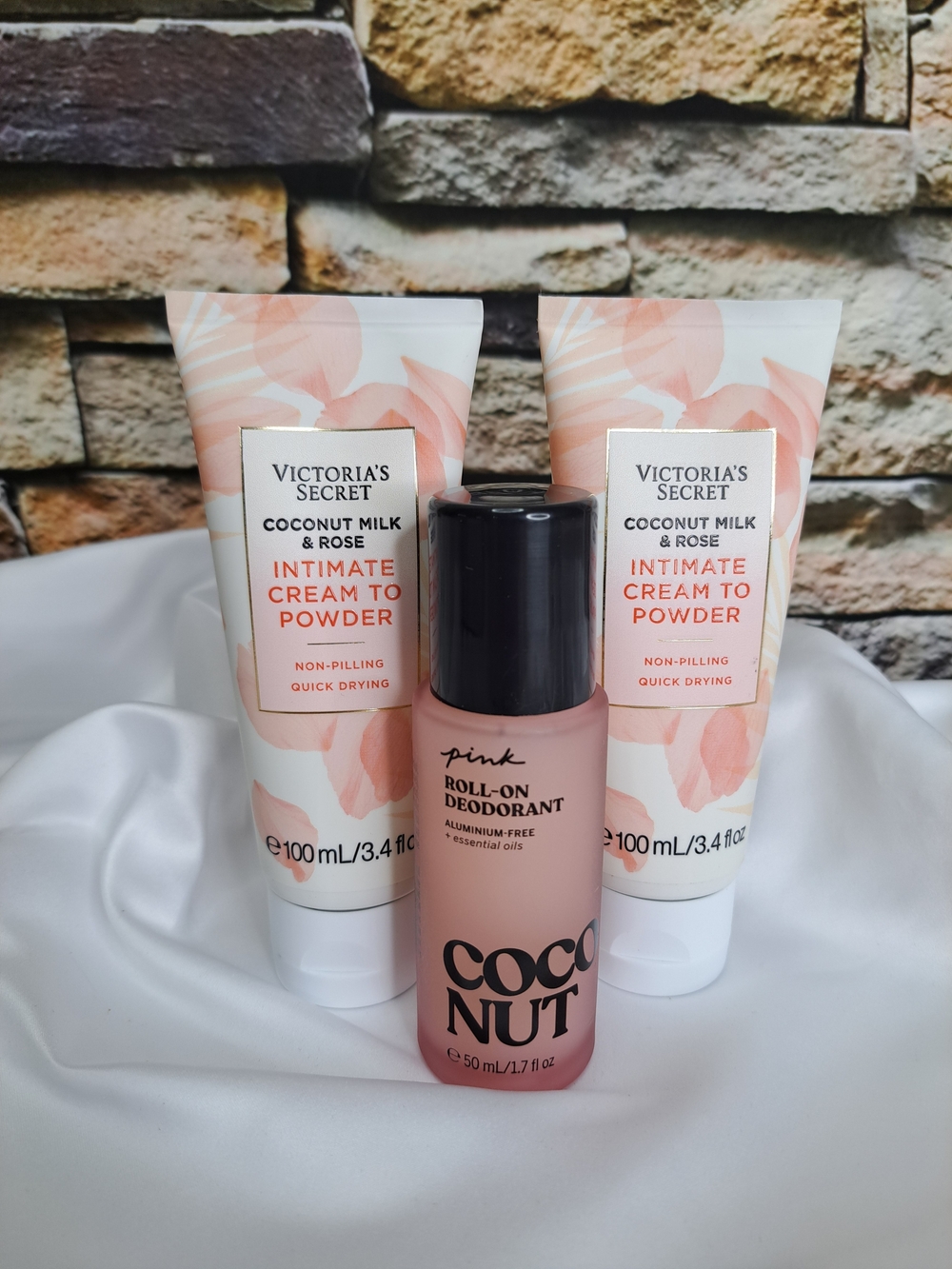 Victoria's Secret Coconut Milk & Rose Intimate Cream to Powder & Deodrant Set 3